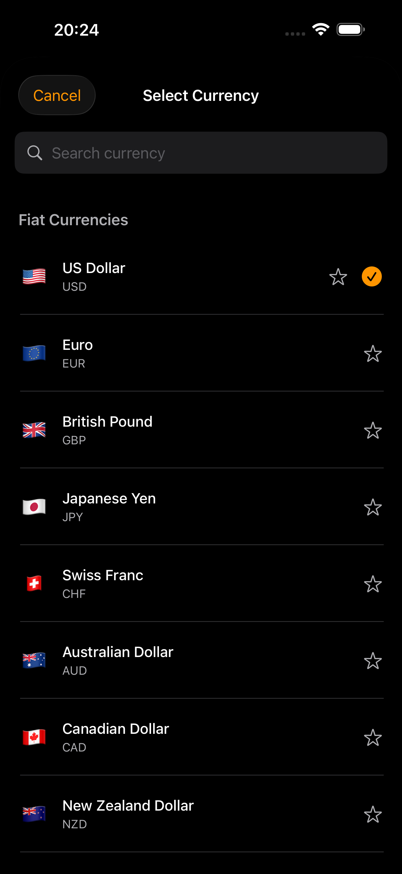 FXRate App - Currency Selection